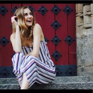 Red/Blue/White stripped jumpsuit